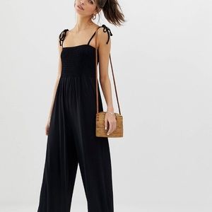 ASOS Tie Black Flowy Jumpsuit